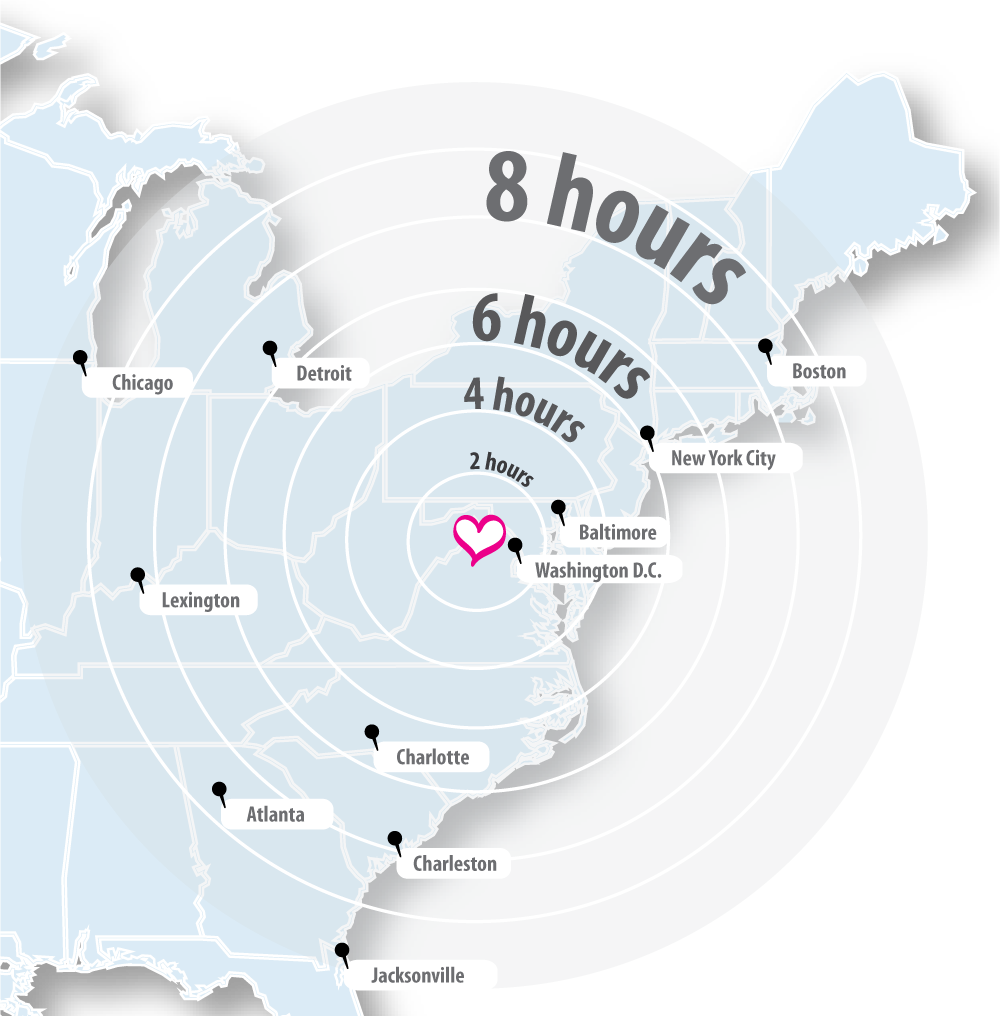 MAP_AccessToMarkets_Hours_FrederickCountyVA